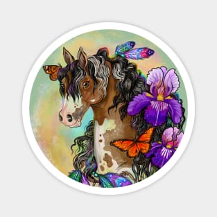 Paint Horse with Iris Flowers Magnet